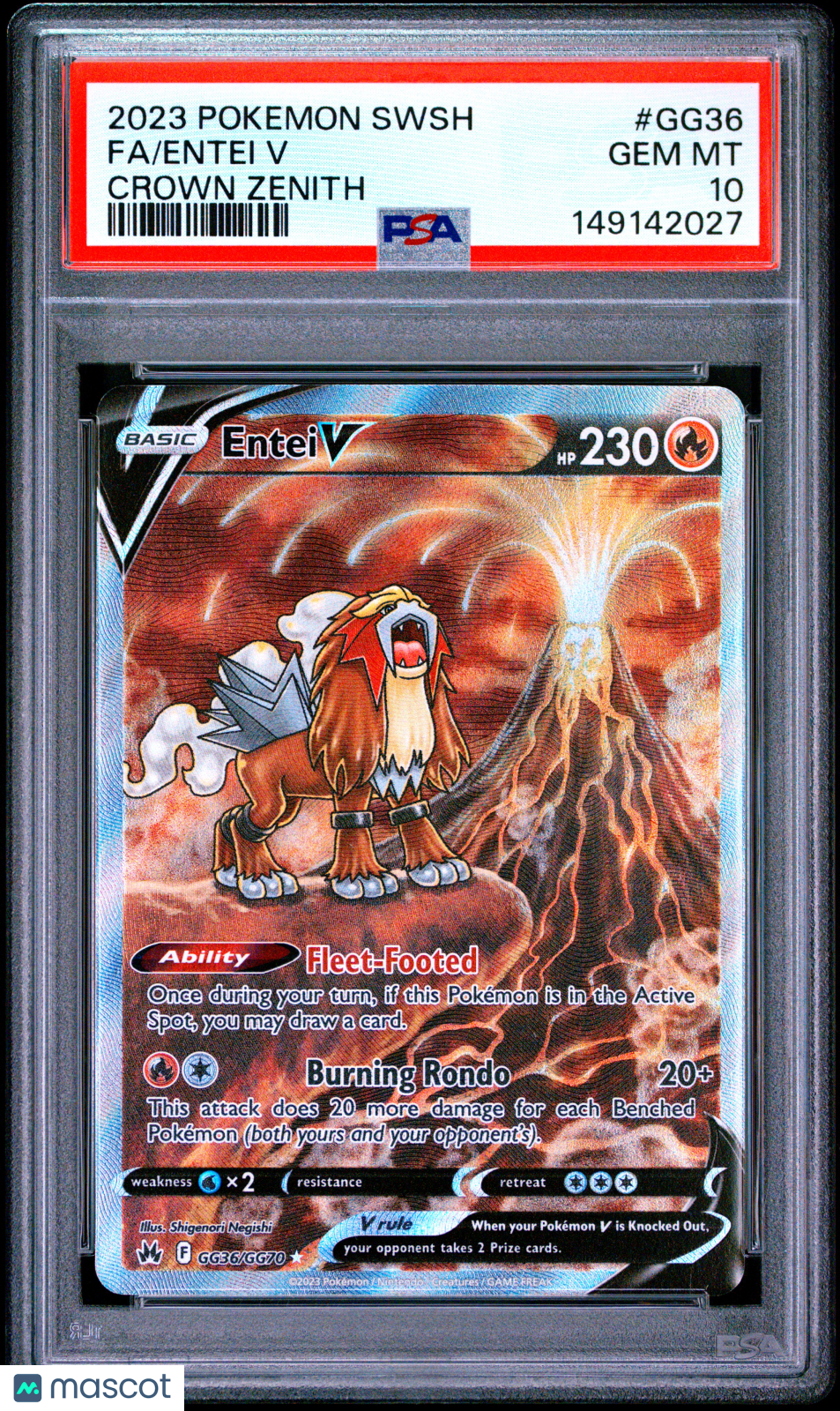 2023 Pokemon Sword And Shield Crown Zenith Entei V #GG36 Crown Zenith Fa PSA 10