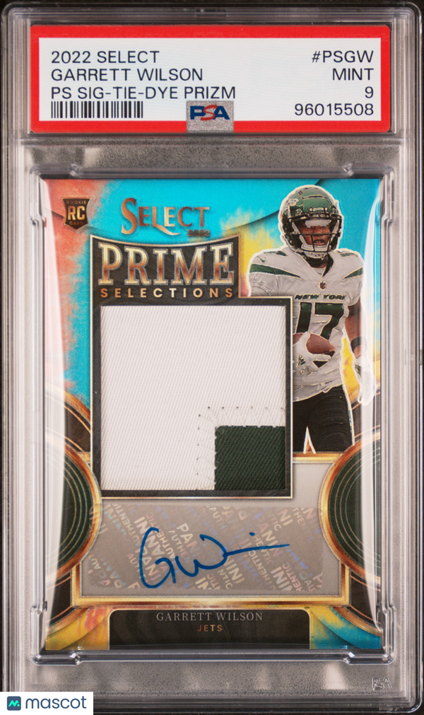 2022 Select Prime Selections Signatures Garrett Wilson Tie Dye Prizm /25 PSA 9