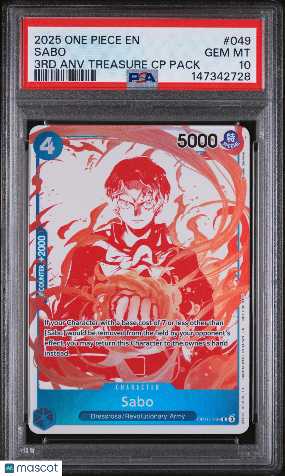 2025 One Piece 3RD Anniversary One Piece Card Treasure Campaign Pack Sabo PSA 10