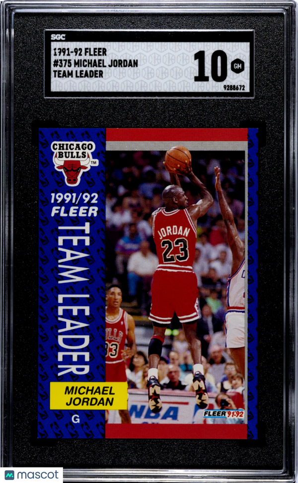 1991-92 Fleer Michael Jordan #375 Team Leader SGC 10 Basketball