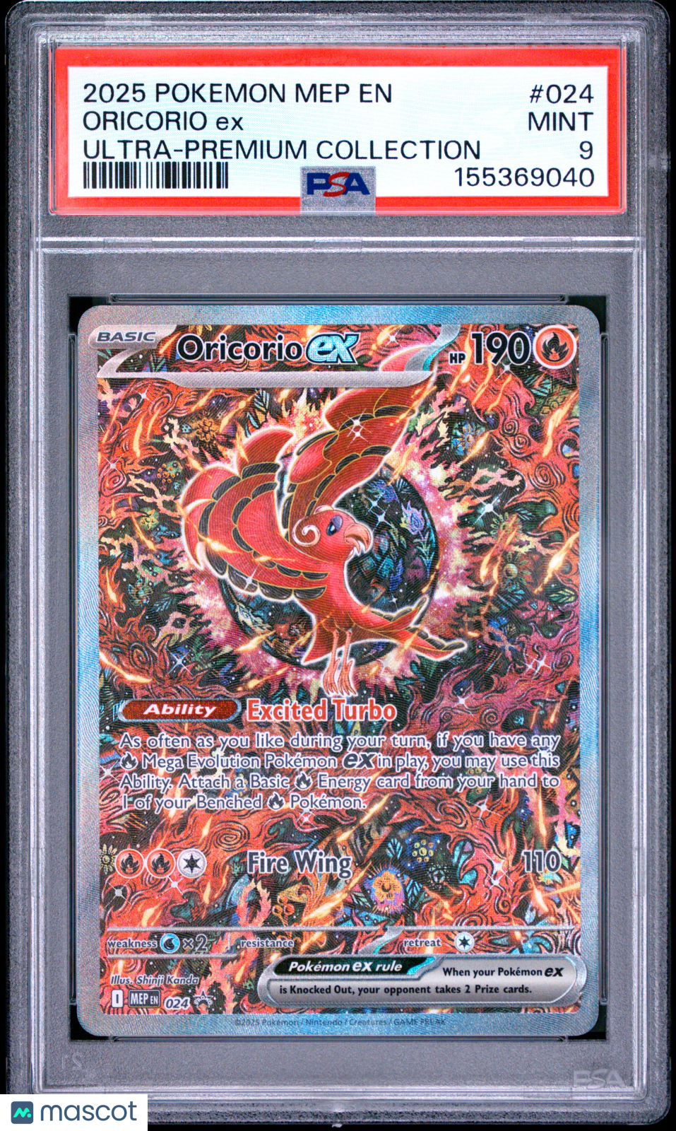 2025 Pokemon ME Black Star Promo Oricorio EX #024 Ultra-Premium Collection PSA 9