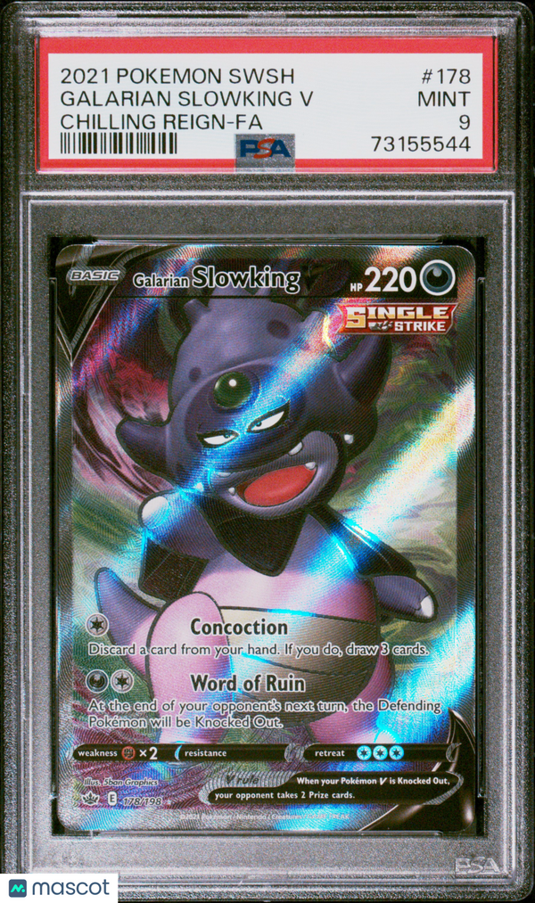 2021 Pokemon Sword & Shield Chilling Reign Galarian Slowking V #178 PSA 9