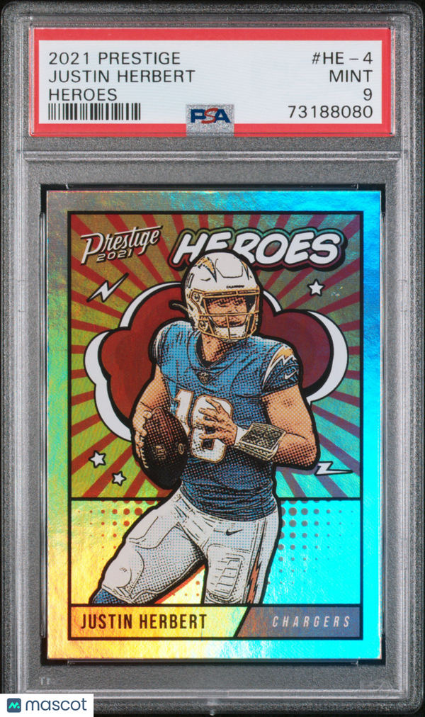 2021 Panini Prestige Heroes Justin Herbert #HE-4 PSA 9 Football