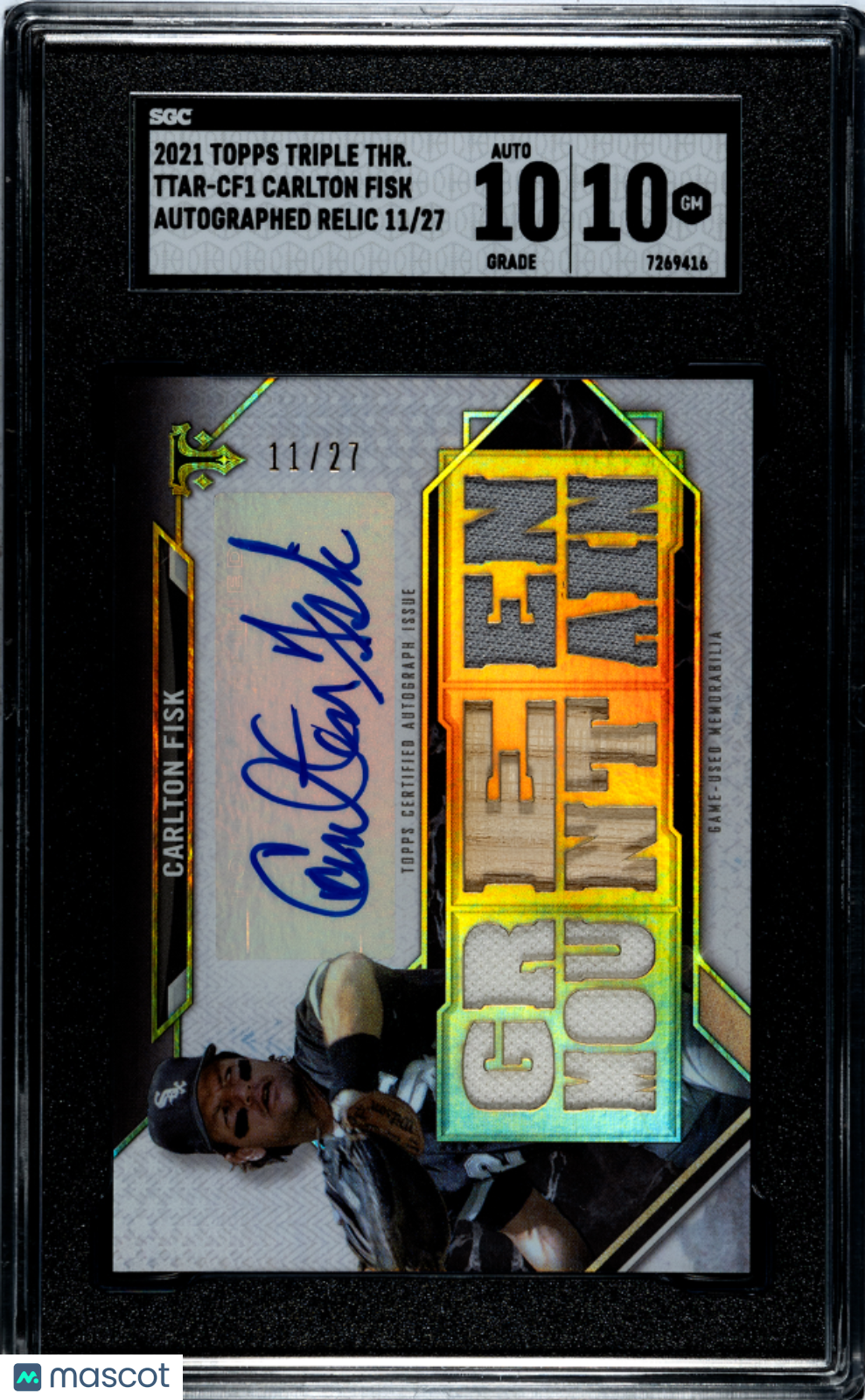 2021 Topps Triple Threads Carlton Fisk Autograph Relic #TTAR-CF1 SGC 10