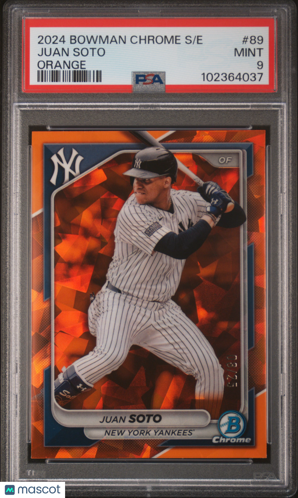 2024 Bowman Chrome Sapphire Edition Juan Soto Orange 08/25 #89 PSA 9