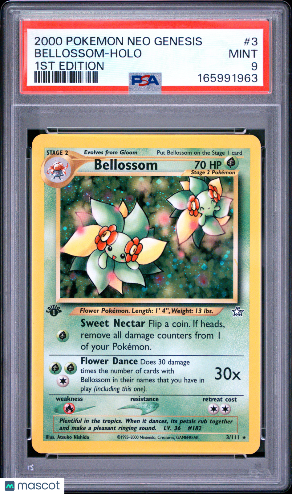 2000 Pokemon Neo Genesis 1st Edition Bellossom #3 1st Edition PSA 9