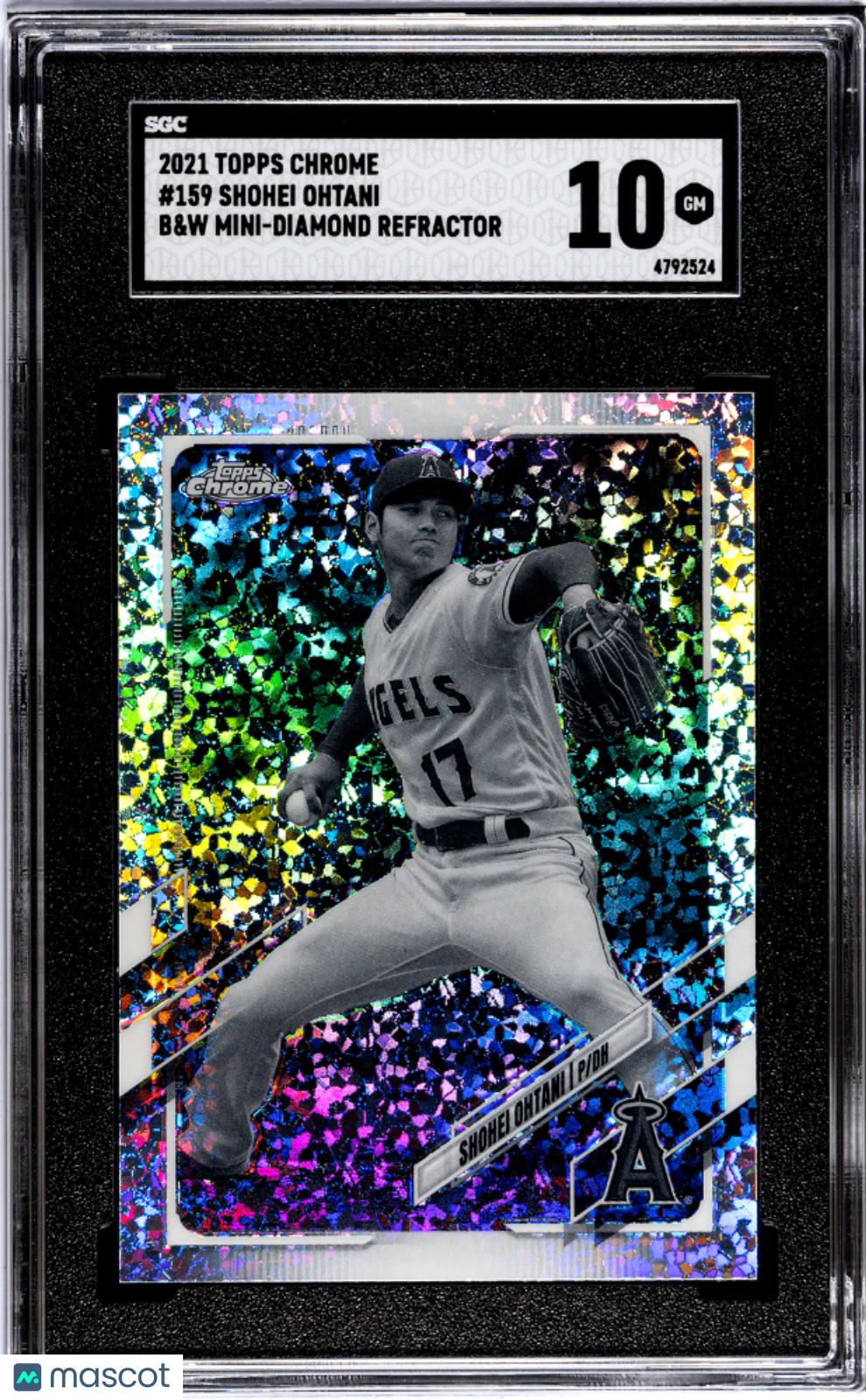 2021 Topps Chrome Shohei Ohtani B&W Mini Diamond Refractor SGC 10 GEM MINT