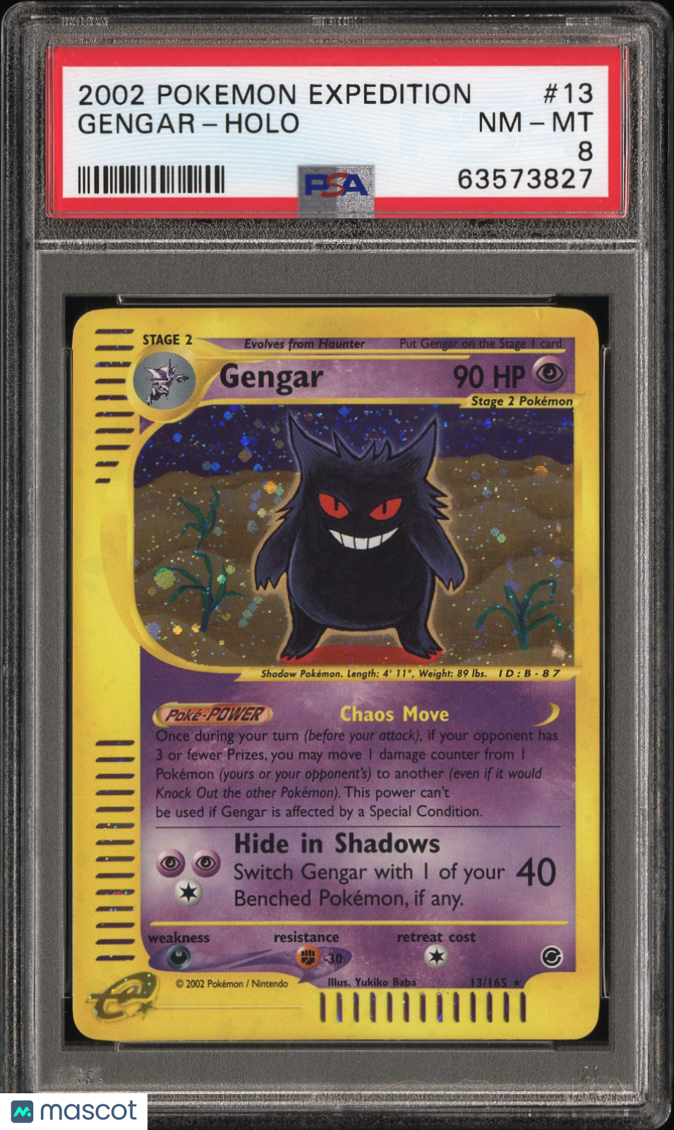 2002 Pokemon Expedition Gengar #13 Holo PSA 8