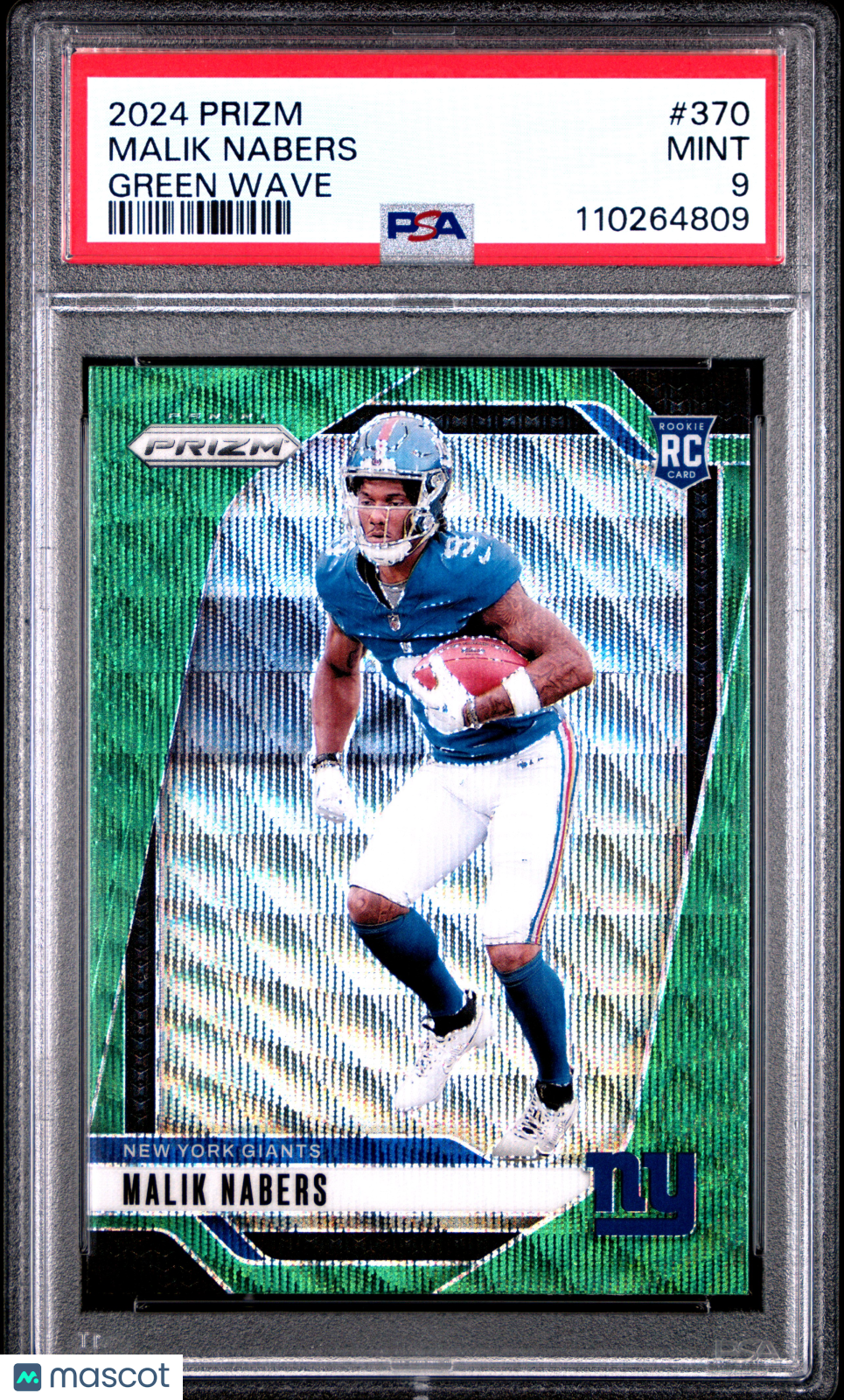 2024 Panini Prizm Malik Nabers Green Wave Rookie #370 PSA 9 New York Giants