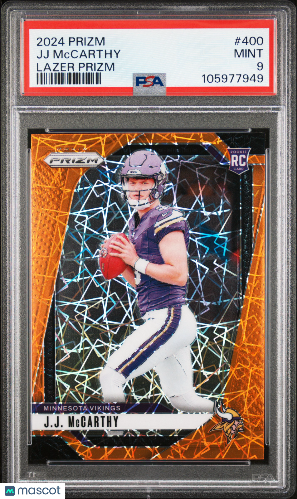 2024 Panini Prizm JJ Mccarthy Lazer Rookie #400 PSA 9 Minnesota Vikings