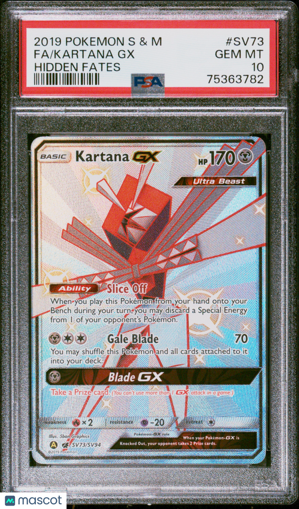 PokéMon TCG Kartana GX #SV73 Mongolian Hidden Fates PSA 10