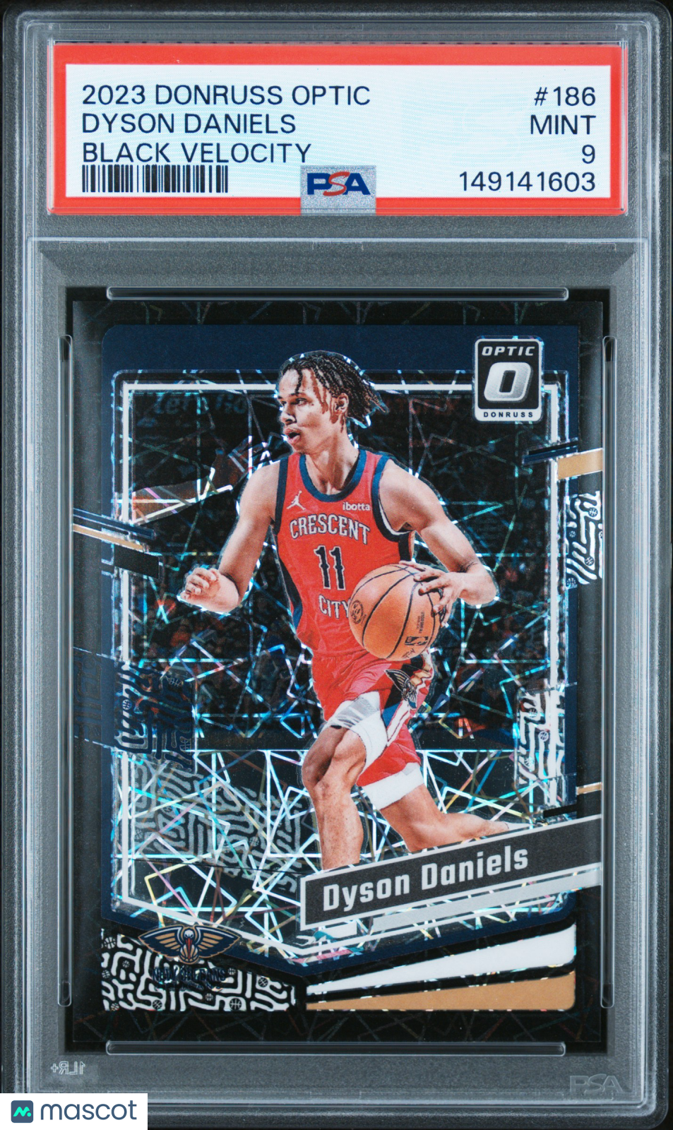 2023 Panini Donruss Optic Dyson Daniels Black Velocity 23/39 #186 PSA 9 MINT