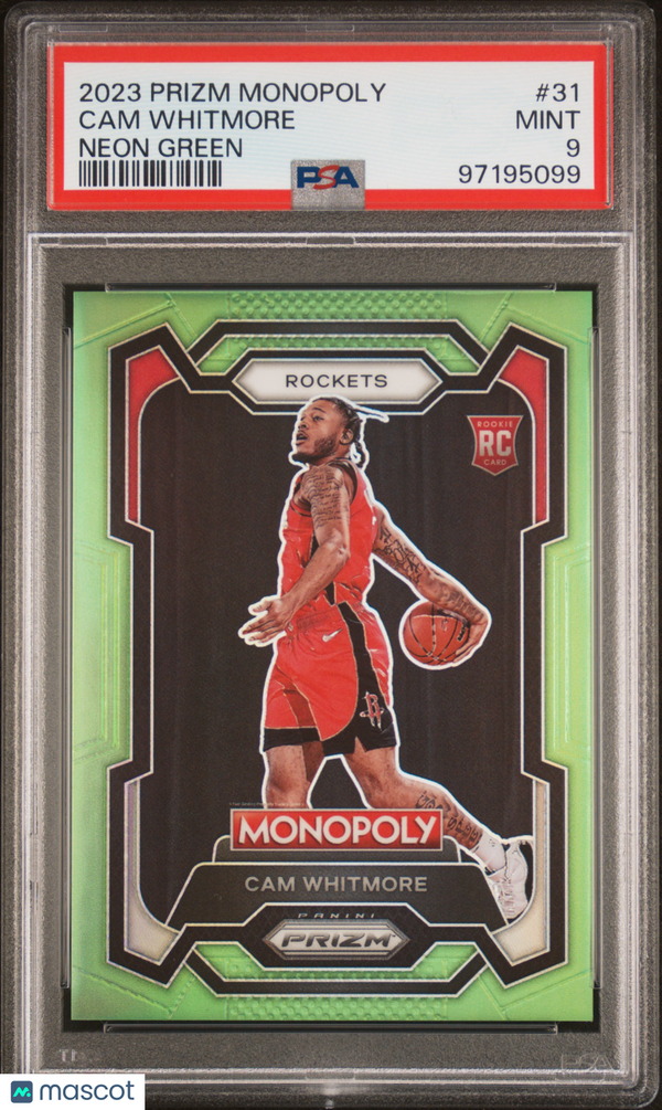 2023 Panini Prizm Monopoly Cam Whitmore Rookie Neon Green /10 #31 PSA 9