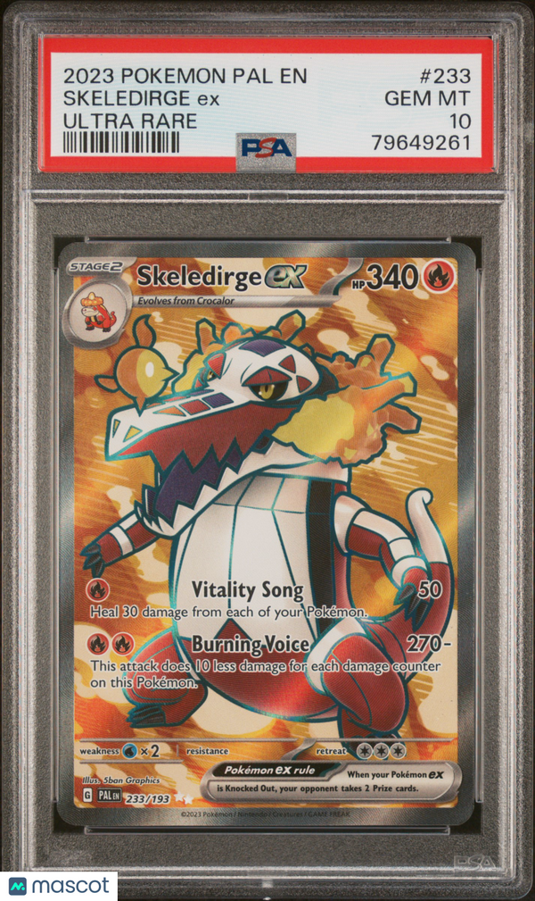 PSA 10 GEM Mint 2023 Pokemon Paldea Evolved Skeledirge EX Ultra Rare 233