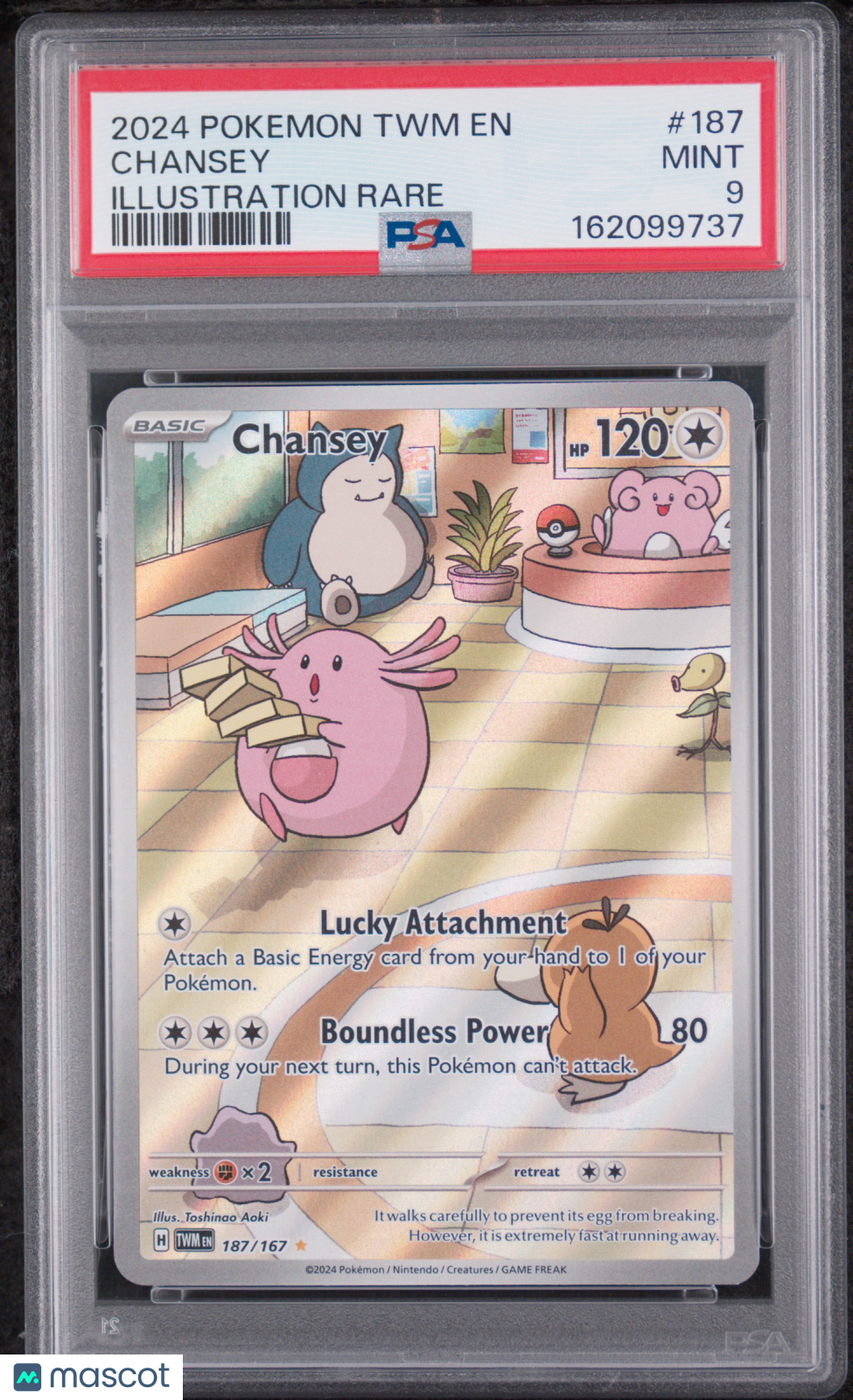 2024 Pokemon Twilight Masquerade Chansey #187 Illustration Rare PSA 9 MINT