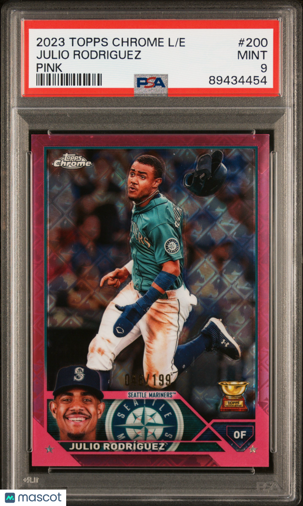 2023 Topps Chrome Logofractor Edition Julio Rodriguez Pink Refractor #200 PSA 9