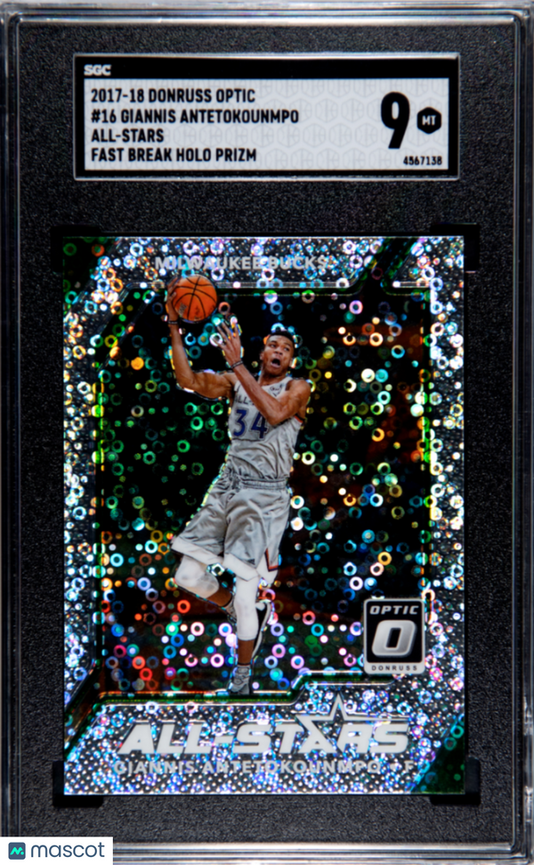 2017 Donruss Optic Giannis Antetokounmpo All Stars Fast Break Holo Prizm SGC 9