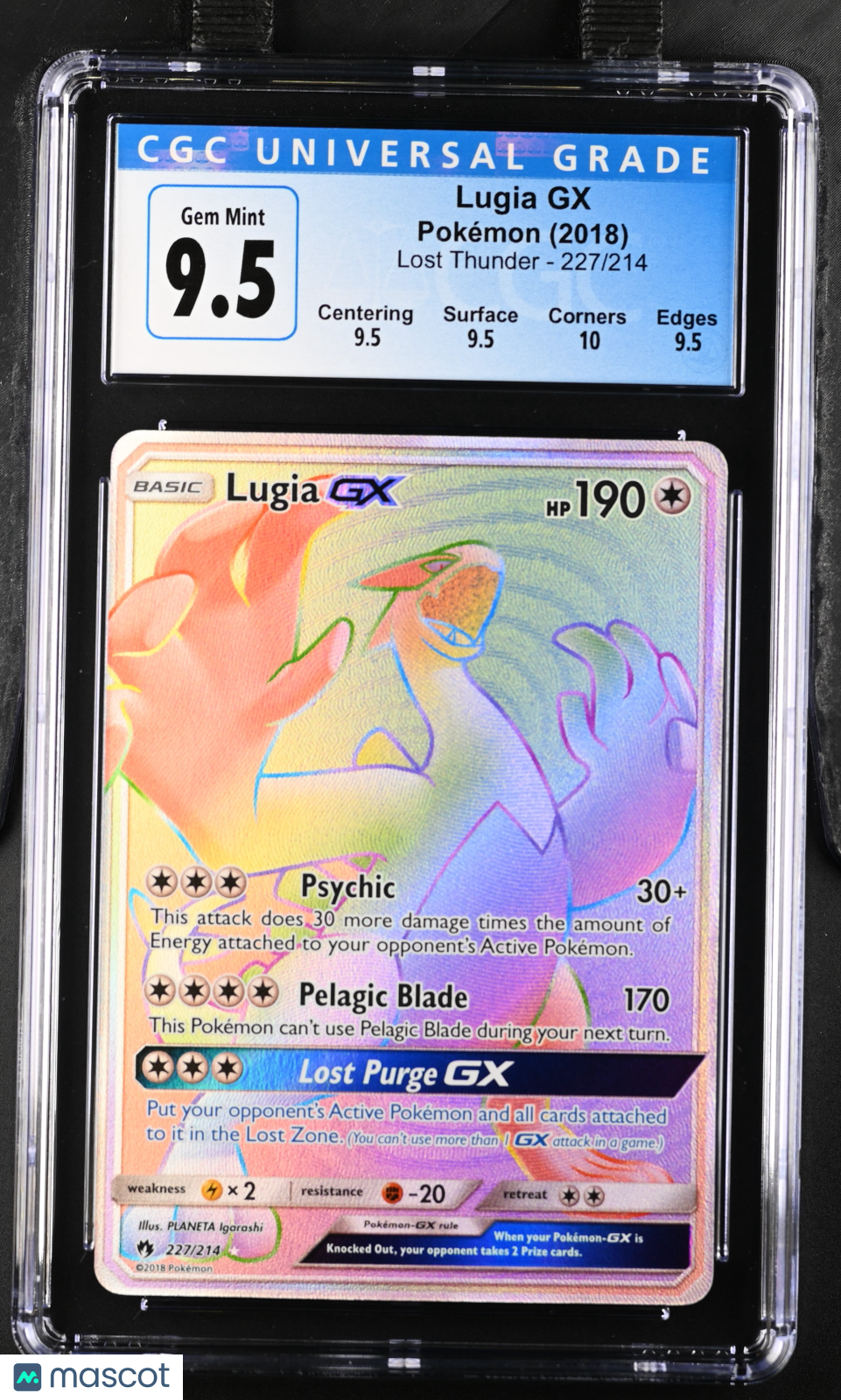 2018 Pokemon Lost Thunder Lugia GX #227/214 Rainbow Rare CGC 10
