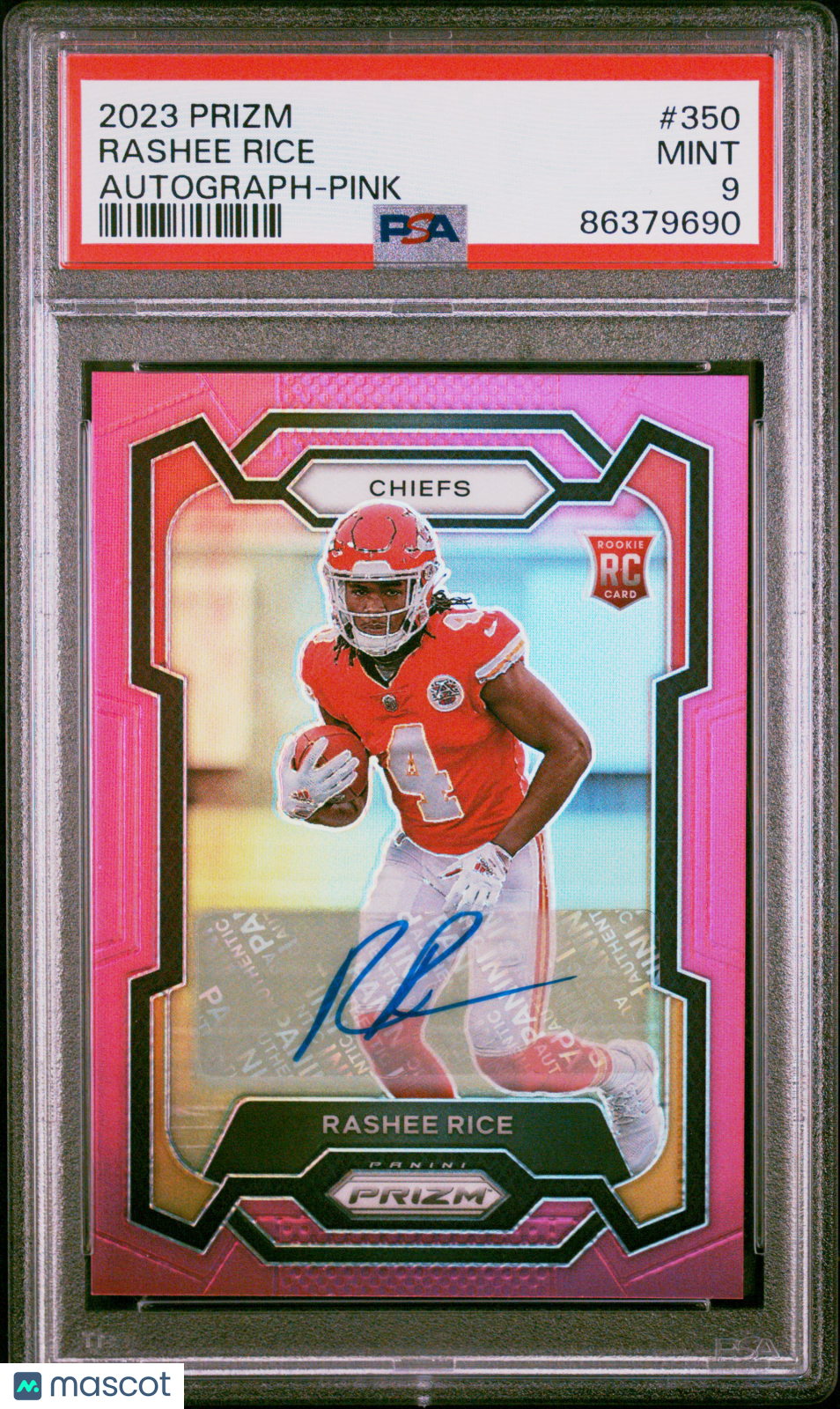 2023 Prizm Rashee Rice Autograph Pink Rookie #350 PSA 9 Kansas City Chiefs