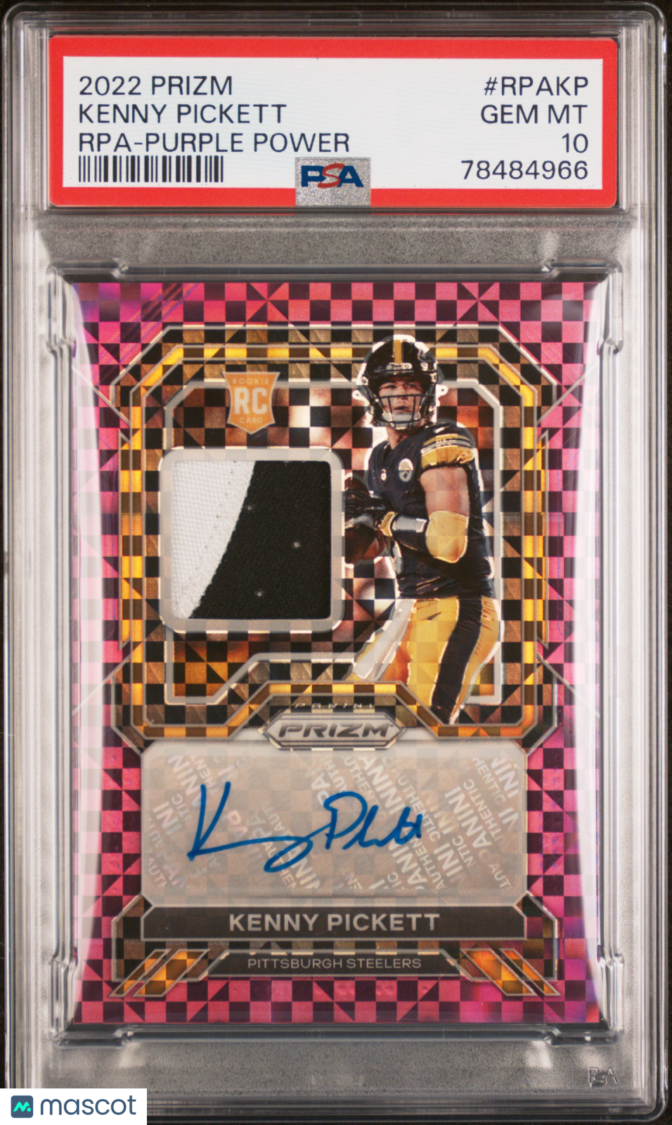 2022 Prizm Rookie Patch Autographs Kenny Pickett Purple Power 05/49 PSA 10