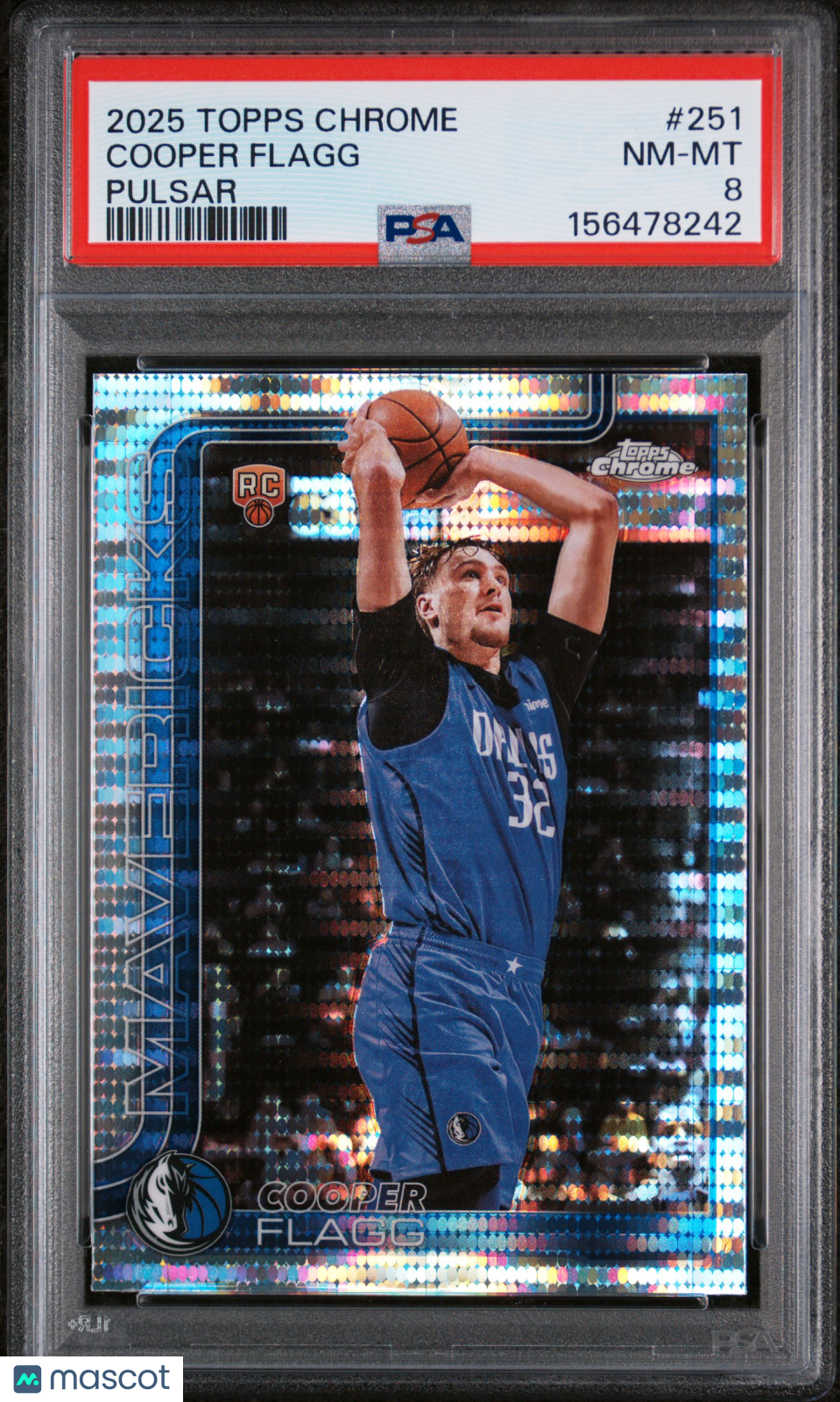 2025 Topps Chrome Cooper Flagg Pulsar Rookie #251 PSA 8 Dallas Mavericks