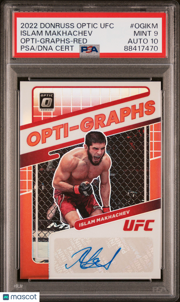 2022 Panini Donruss Optic UFC Opti-Graphs Islam Makhachev Opti Graphs Red PSA 9