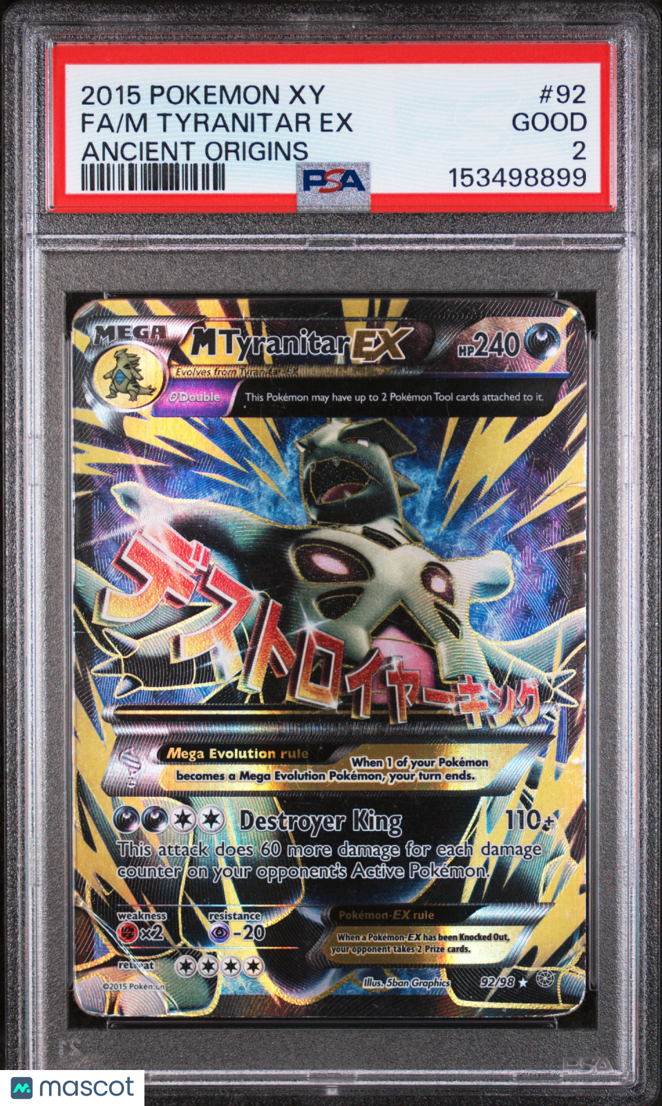 2015 Pokemon Xy Ancient Origins M Tyranitar EX #92 Ancient Origins Fa PSA 2
