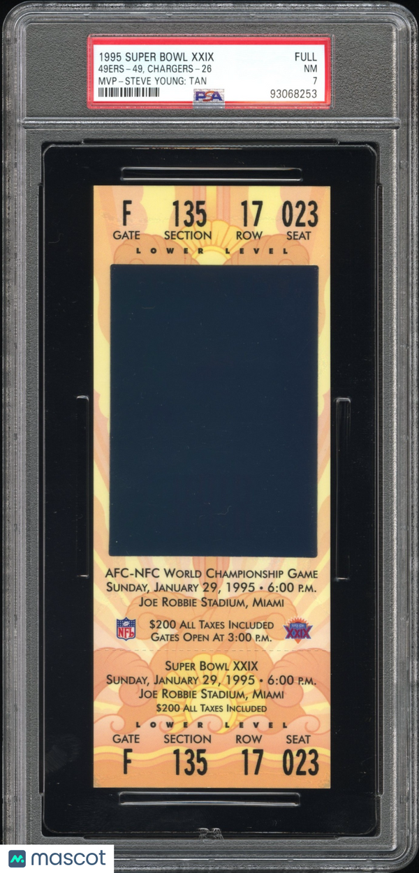 1995 Super Bowl XXIX-Full Steve Young: Tan MVP PSA 7