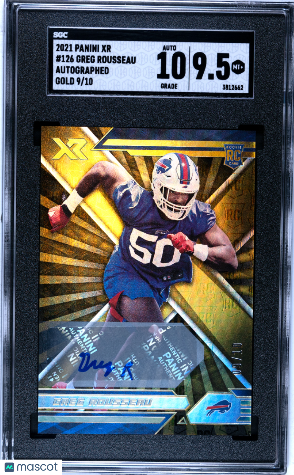 2021 Panini Xr Greg Rousseau Autograph Gold #126 SGC 9.5