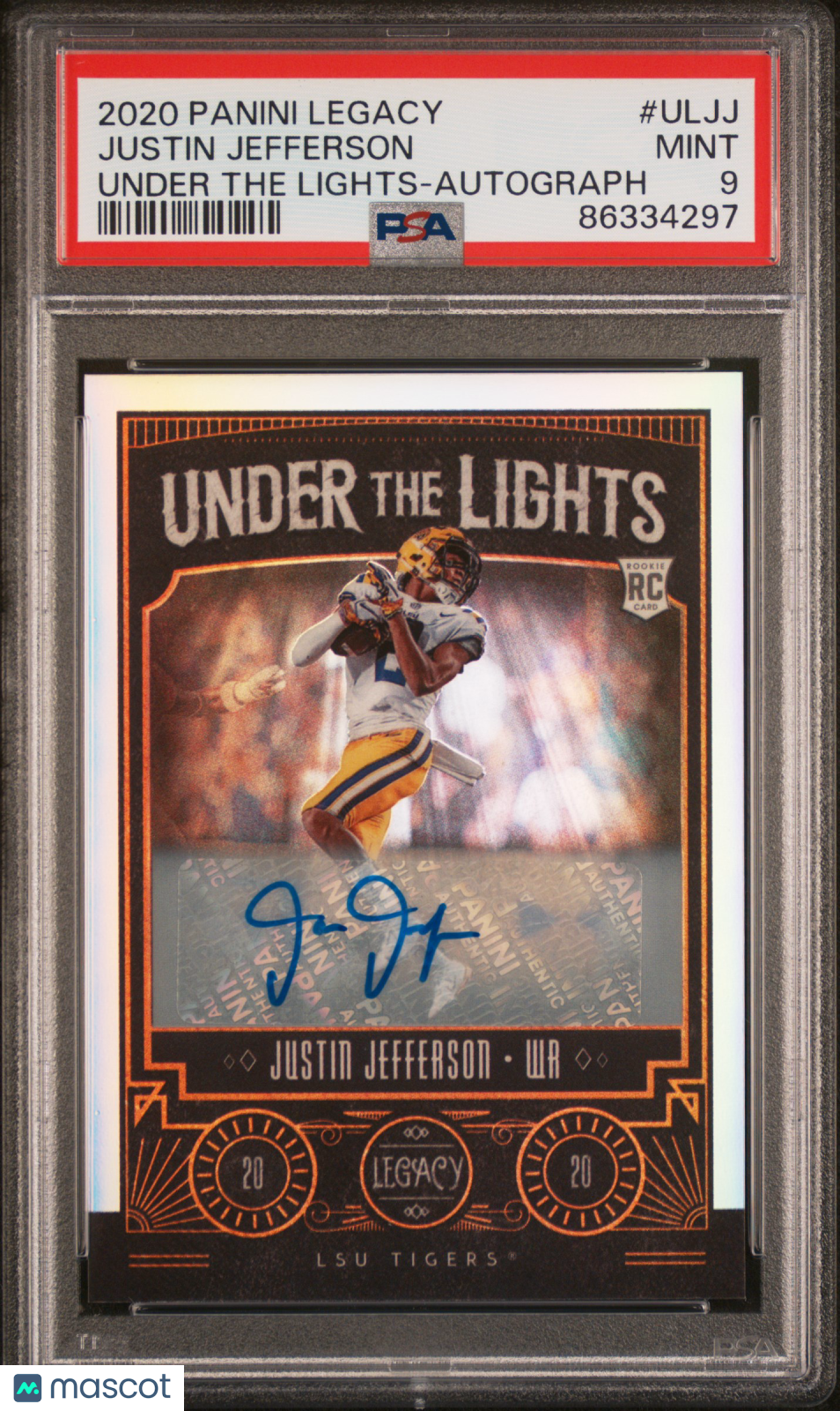 2020 Panini Legacy Under The Lights Justin Jefferson Autograph #ULJJ PSA 9
