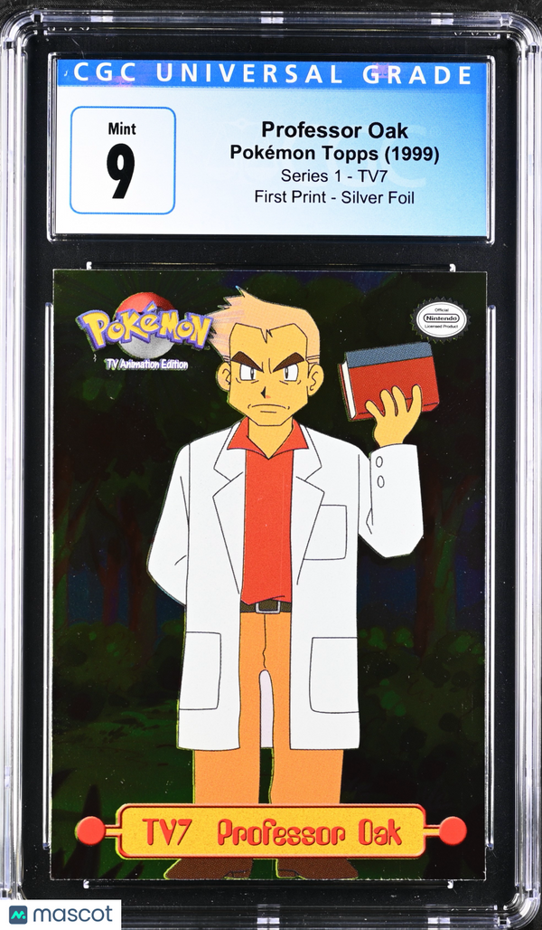 1999 Topps Pokemon Series 1 Oval Nintendo Seal Professor Oak #TV7 English CGC 9