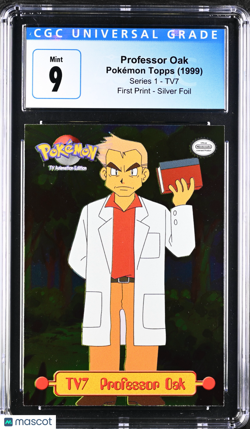 1999 Topps Pokemon Series 1 Oval Nintendo Seal Professor Oak