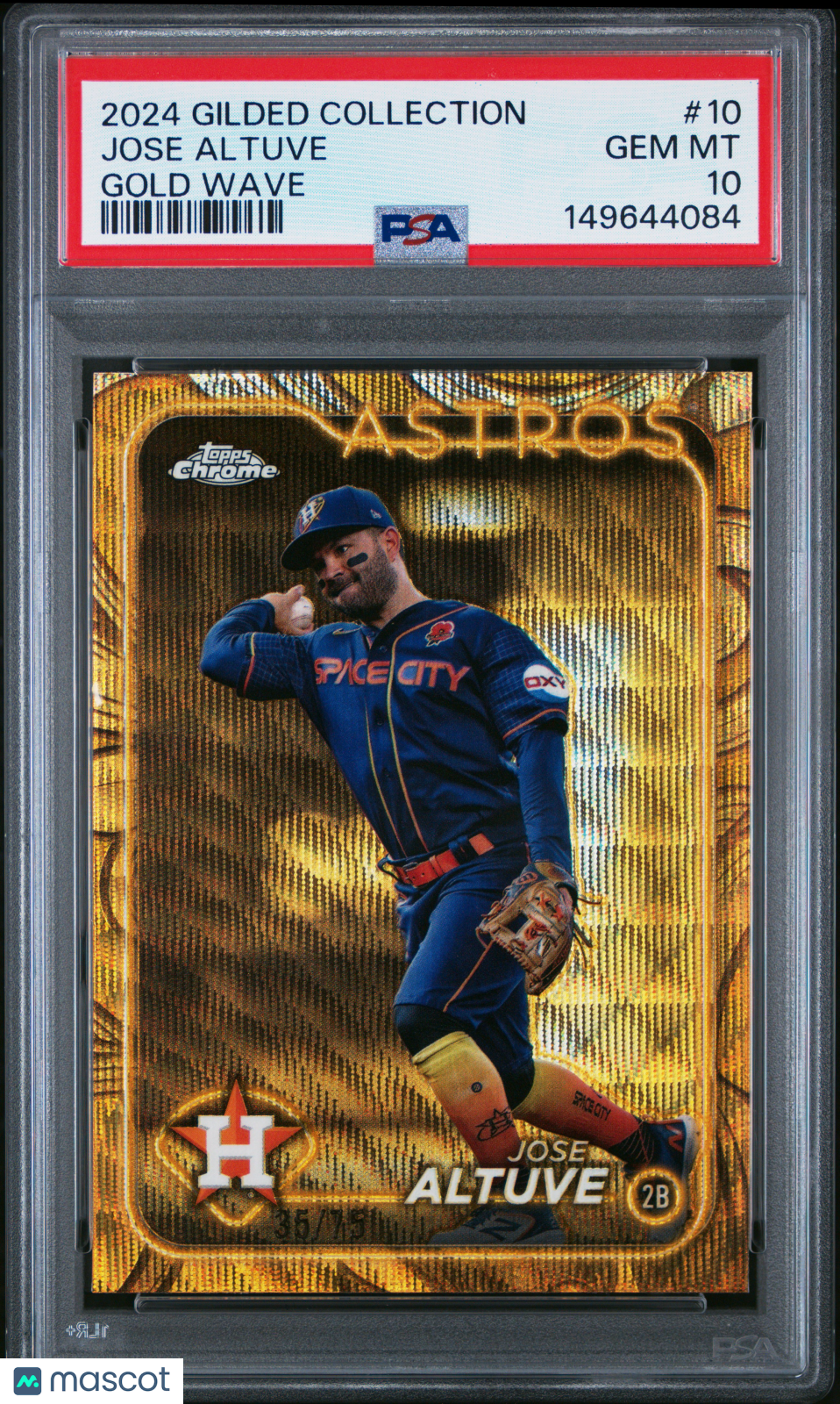 2024 Topps Gilded Collection Jose Altuve Gold Wave 35/75 #10 PSA 10 GEM MINT