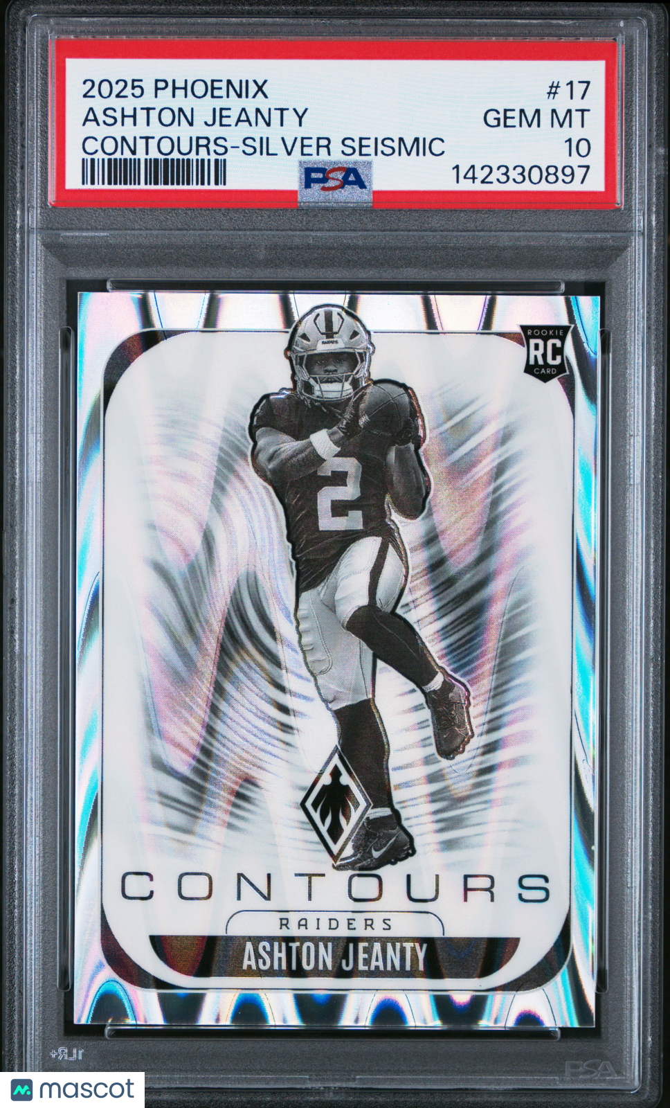 2025 Panini Phoenix Contours Ashton Jeanty Silver Seismic 17/99 PSA 10 GEM MINT