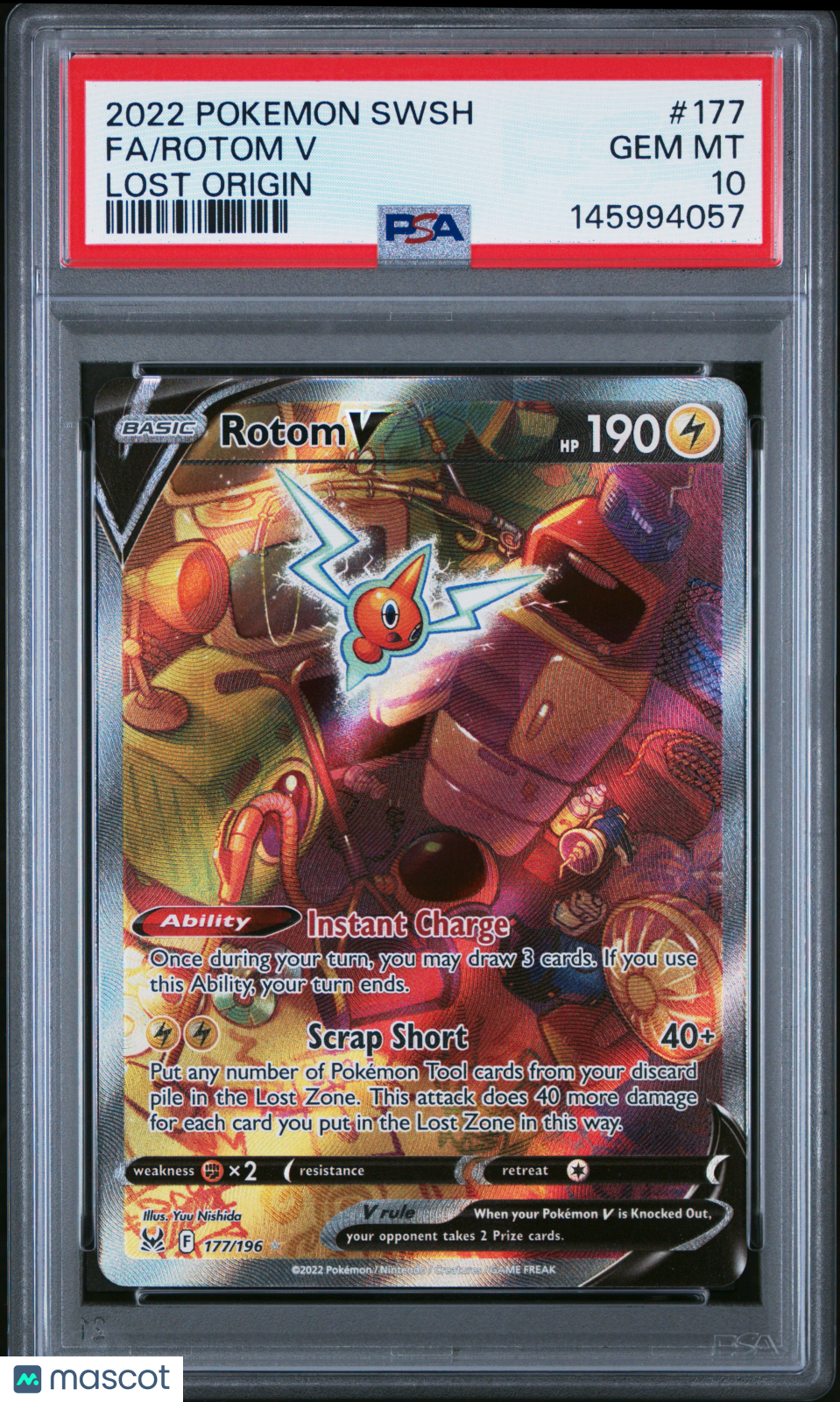 2022 Pokemon Sword & Shield Lost Origin Rotom V #177 Fa Lost Origin PSA 10