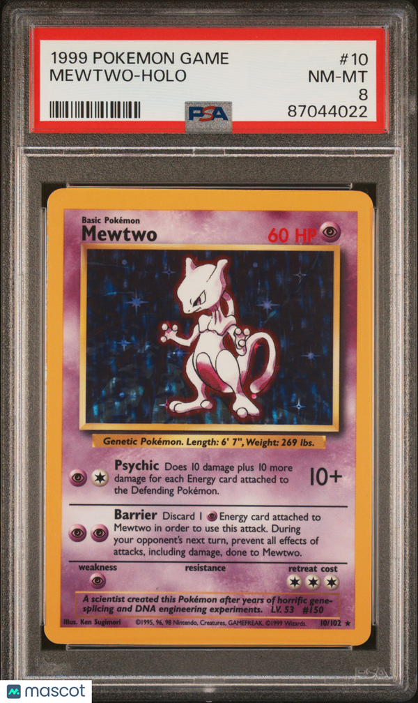 1999 Pokemon Game Pokemon TCG Mewtwo #10 PSA 8