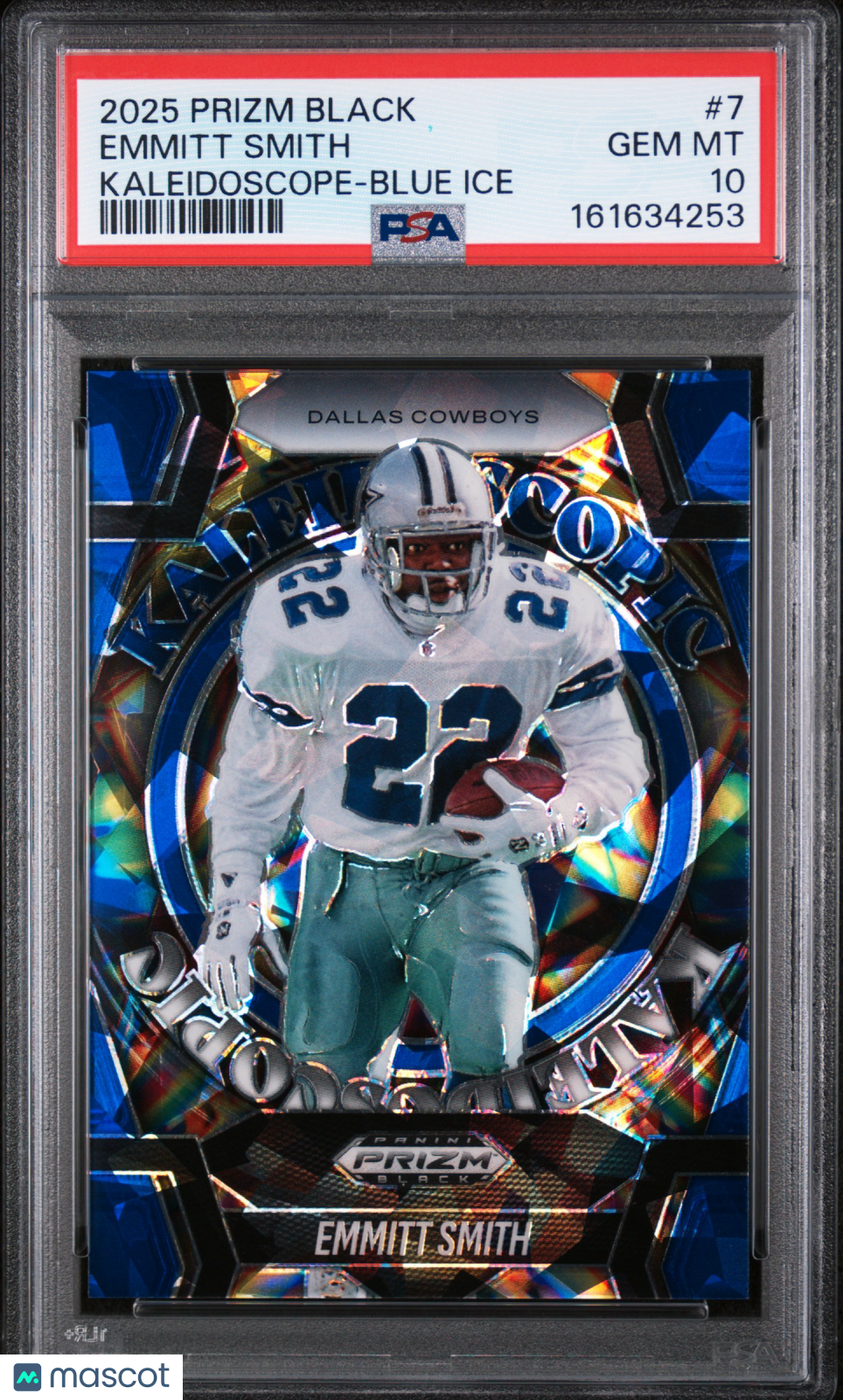 2025 Panini Prizm Black Kaleidoscope Emmitt Smith Blue Ice #7 PSA 10