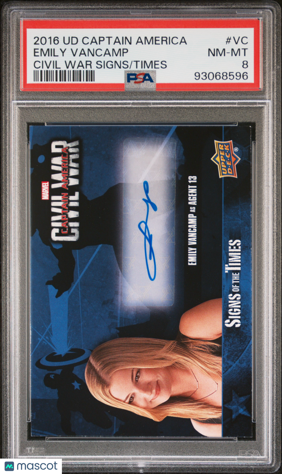 2016 Upper Deck Civil War Signs Of The Times Emily Vancamp Auto #VC PSA 8