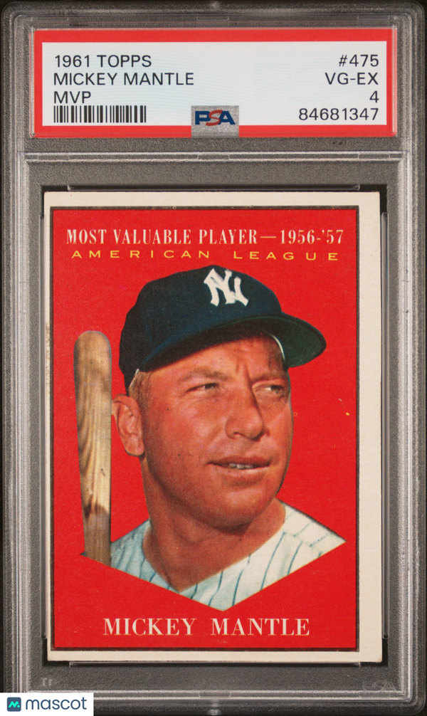 1961 Topps Mickey Mantle #475 PSA 4 Baseball