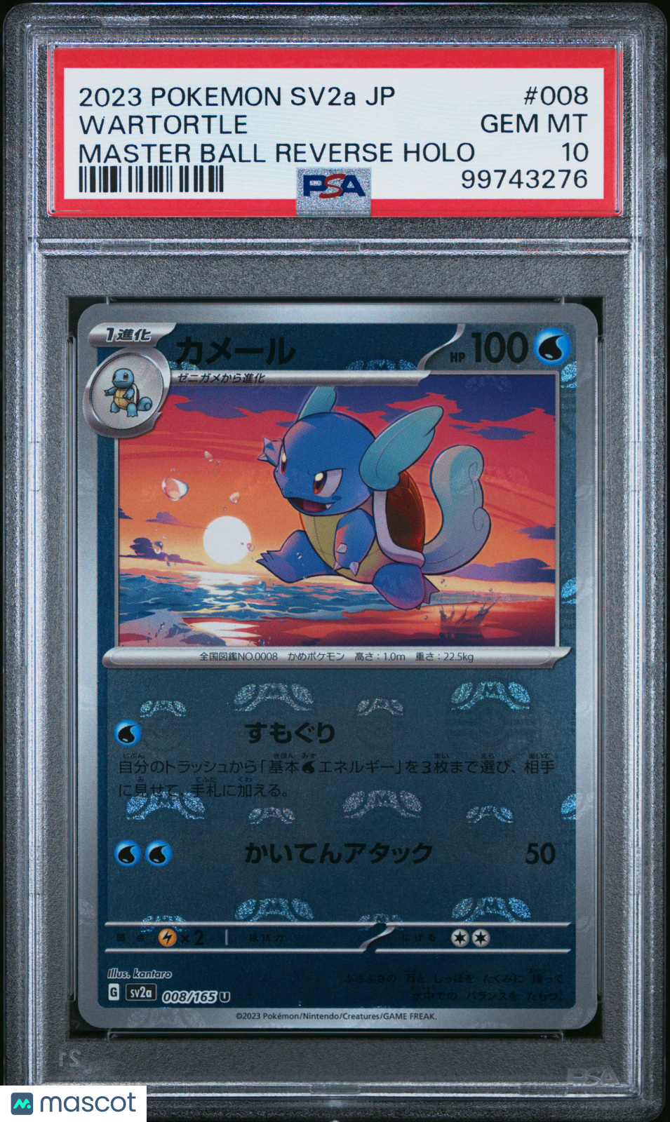 2023 Pokemon Card 151 Wartortle #008 Japanese Master Ball Reverse Holo PSA 10