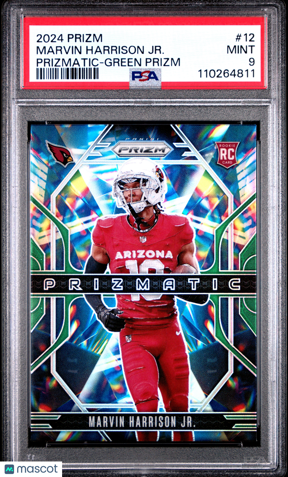 2024 Prizm Prizmatic Marvin Harrison JR. Green Rookie PSA 9 Arizona Cardinals