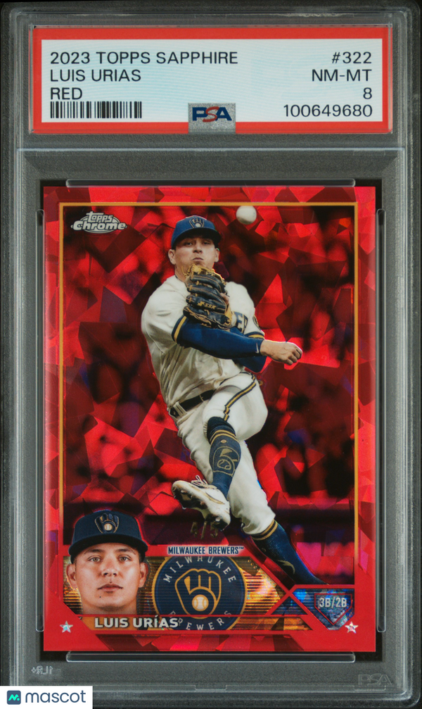 2023 Topps Chrome Sapphire Luis Urias Red #322 PSA 8