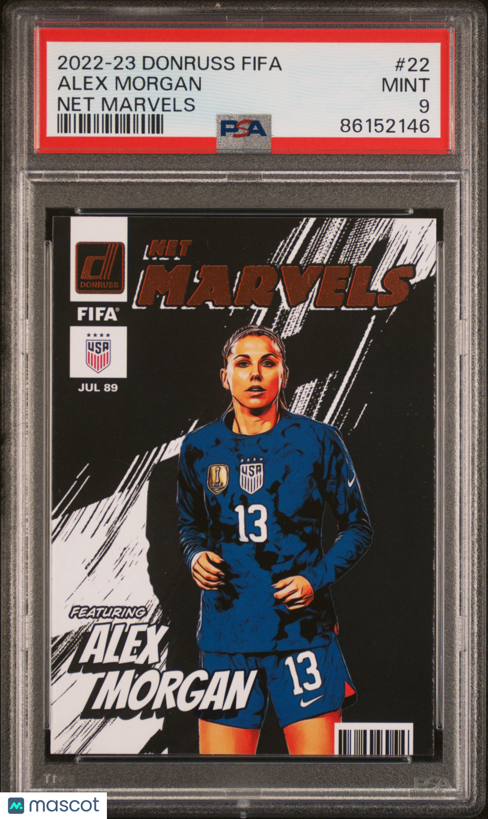 2022 Panini Donruss FIFA Net Marvels Alex Morgan #22 PSA 9
