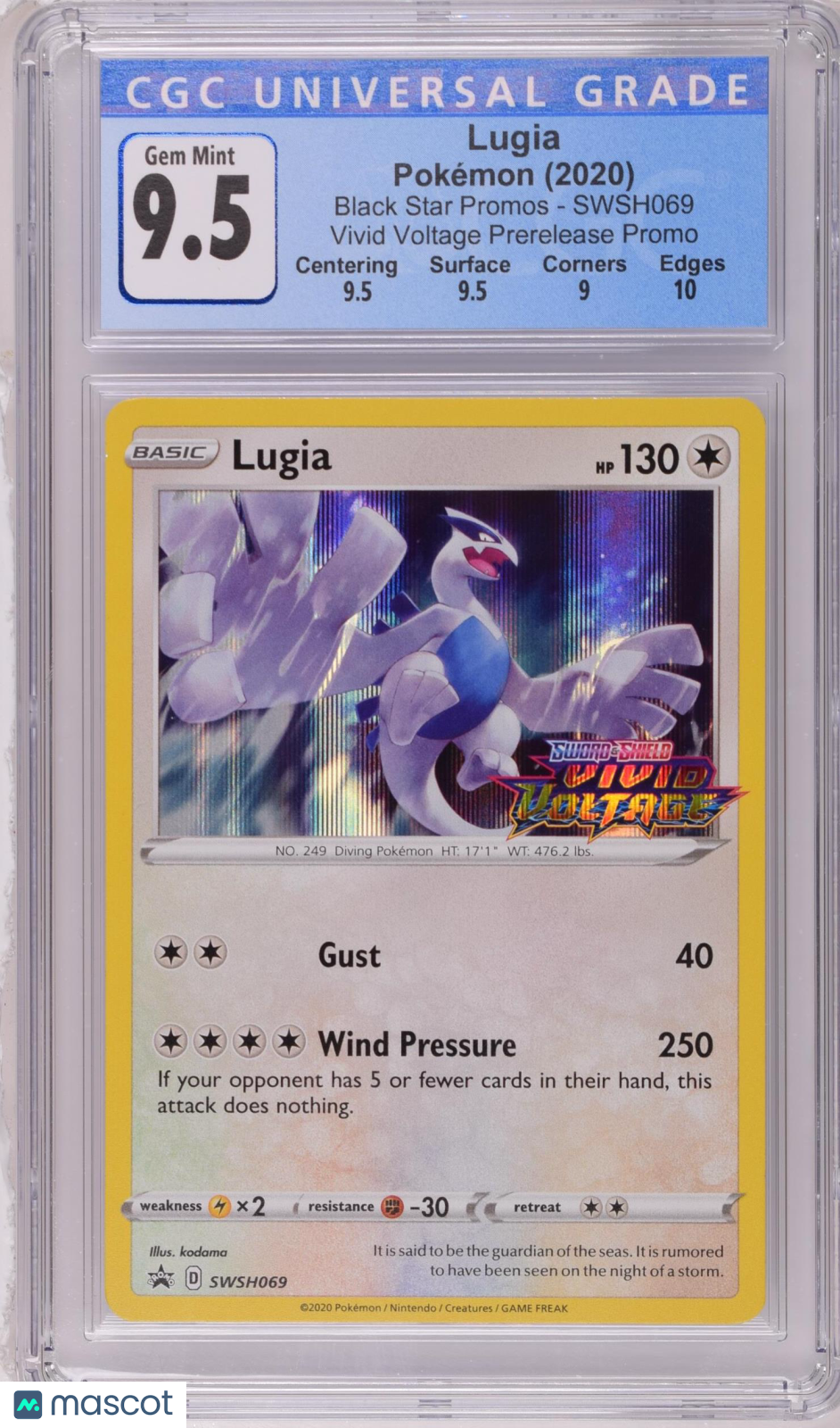 2020 Pokemon Black Star Promos Lugia #SWSH069 Vivid Voltage Prerelease CGC 9.5
