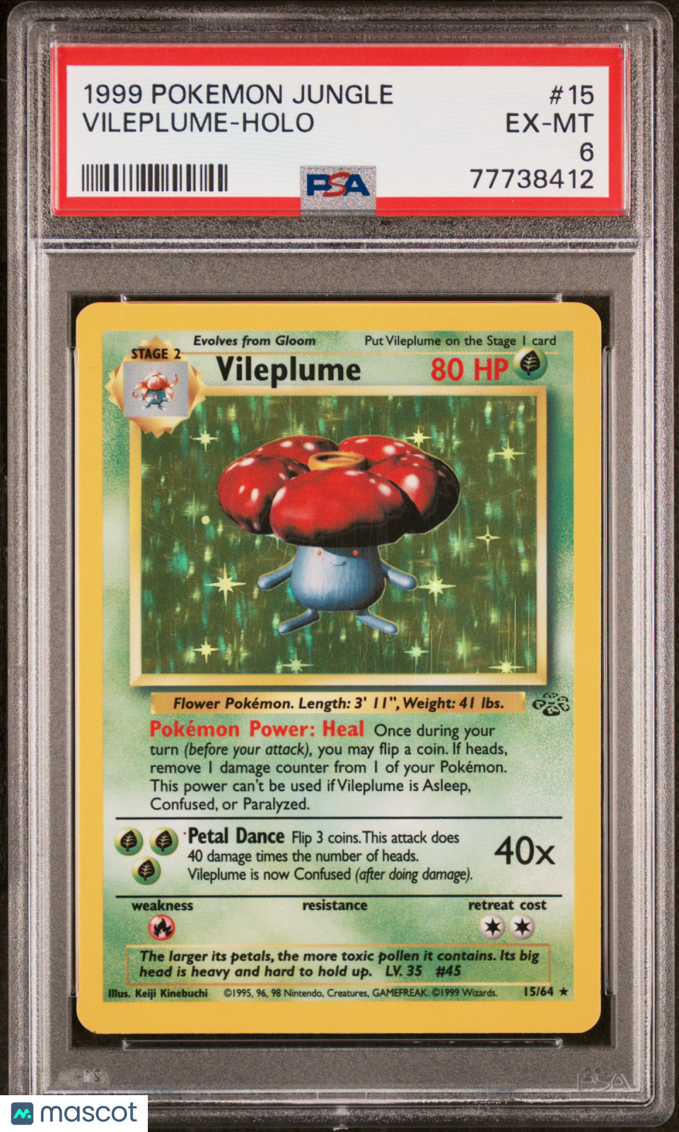 1999 Pokemon Jungle Vileplume #15 Holo PSA 6