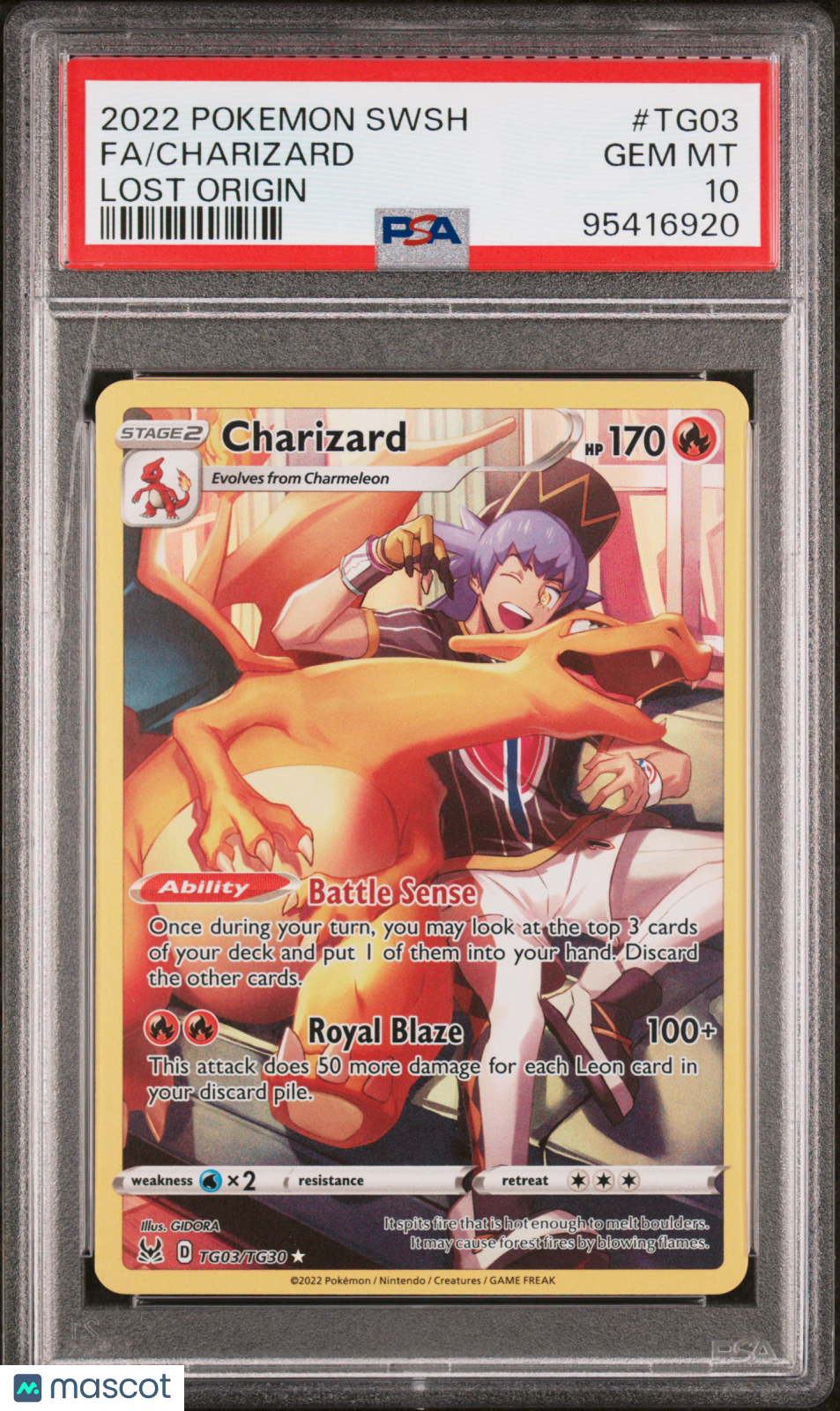 2022 Pokemon Sword & Shield Lost Origin Charizard #TG03 Fa Lost Origin PSA 10