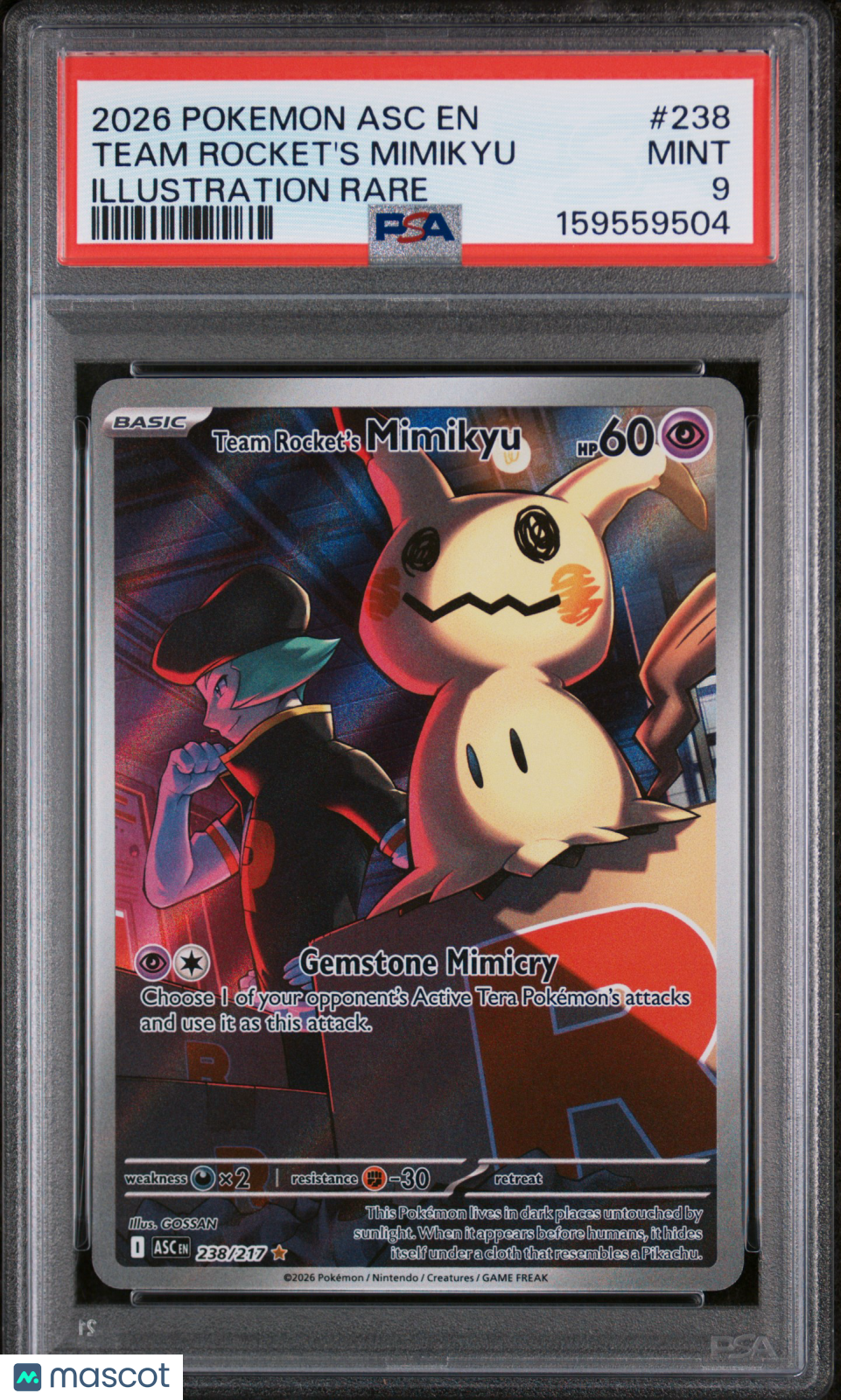 2026 Pokemon Ascended Heroes Team Rocket's Mimikyu #238 Illustration Rare PSA 9