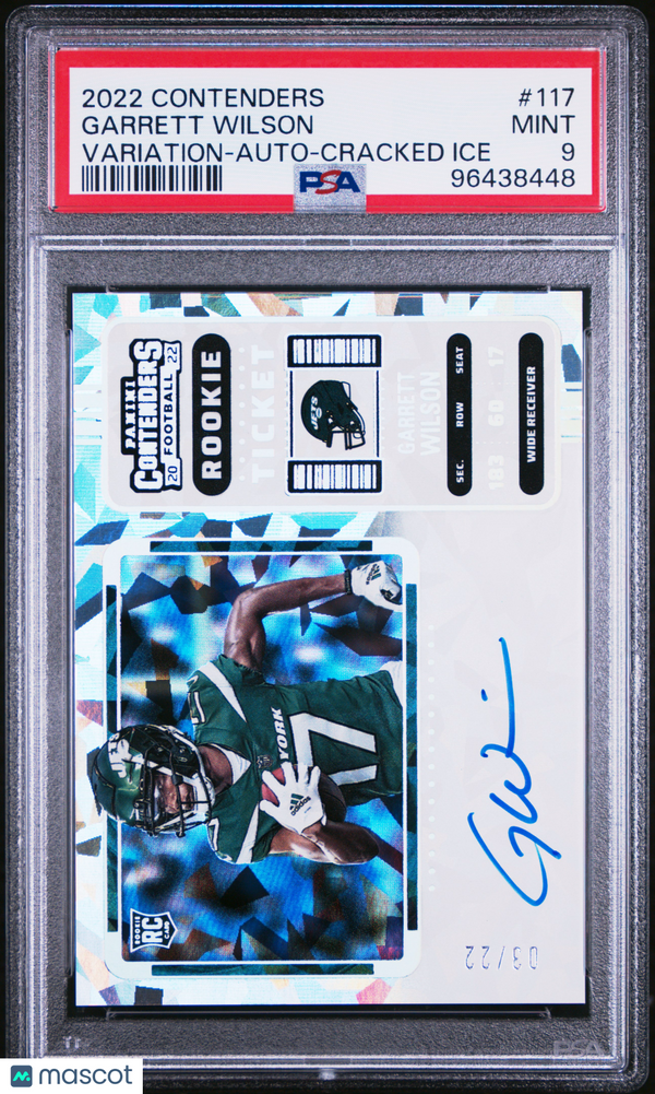 2022 Panini Contenders Garrett Wilson Variation Auto Cracked Ice #117 PSA 9