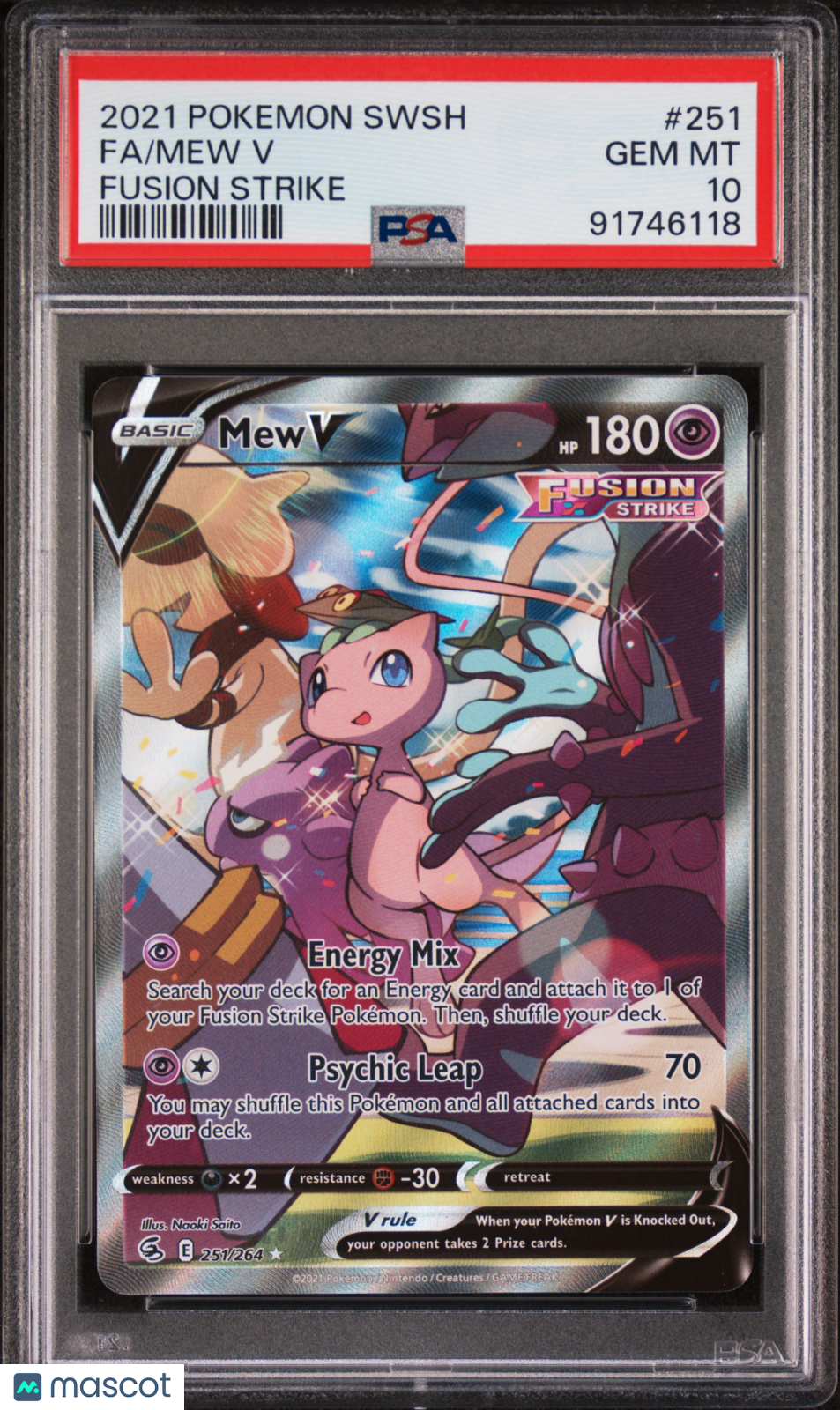 2021 Pokemon Sword & Shield Fusion Strike Mew V #251 Fusion Strike Fa PSA 10