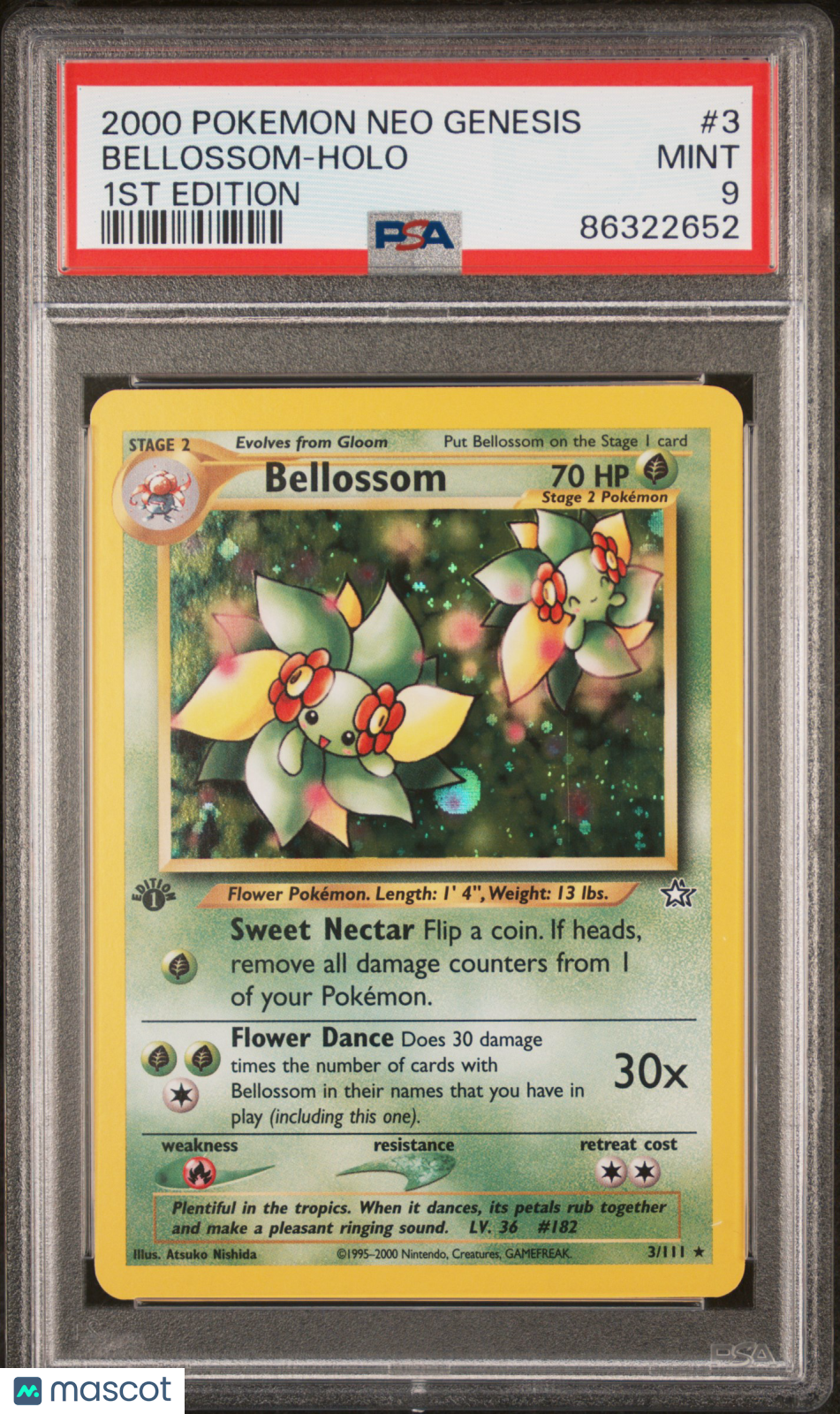 2000 Pokemon Neo Genesis 1st Edition Bellossom #3 1st Edition PSA 9